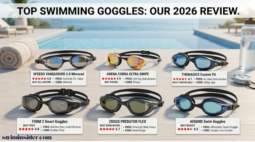 Best swimming goggles displayed for review