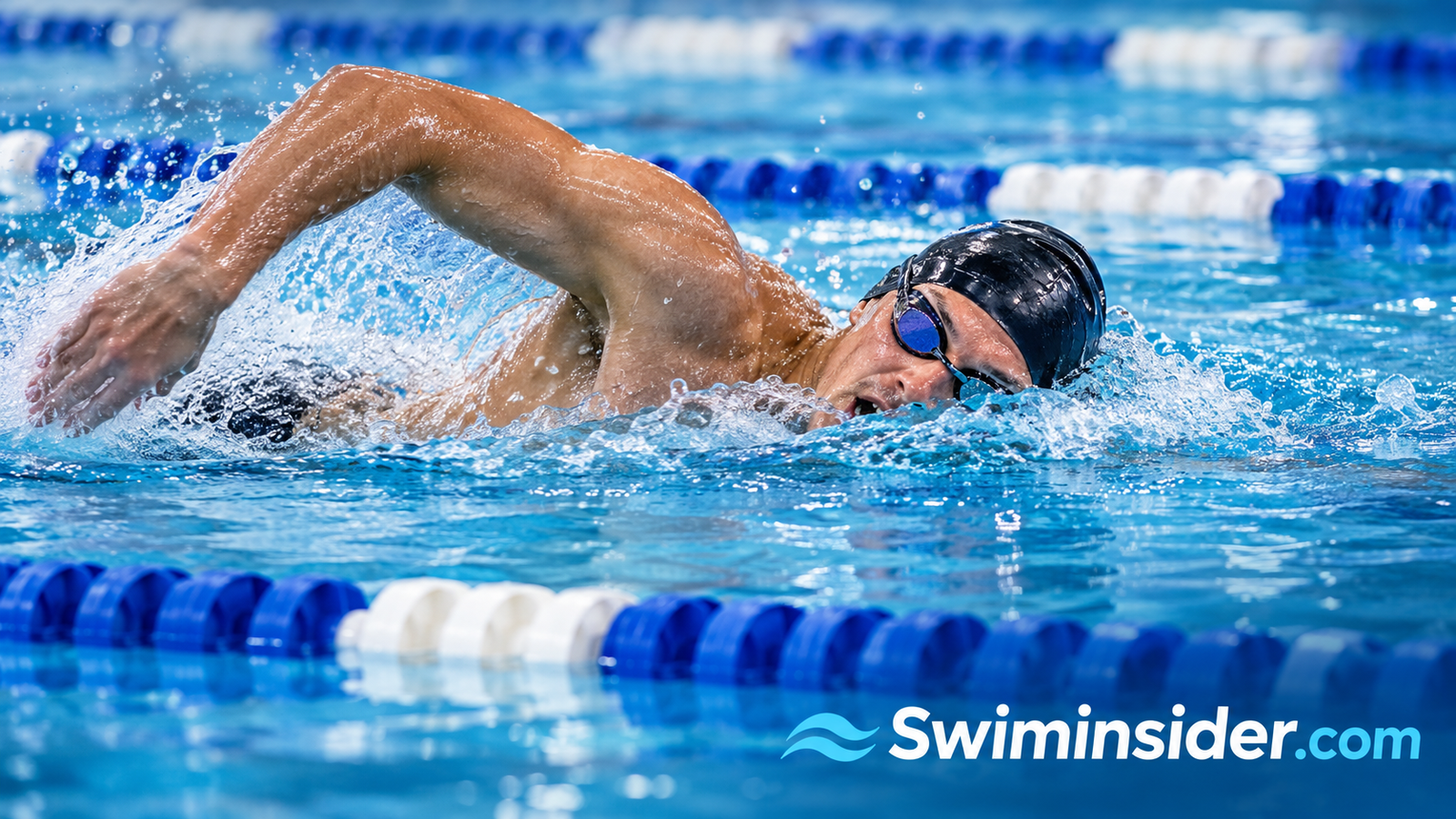Swimmer doing freestyle laps in a lane pool